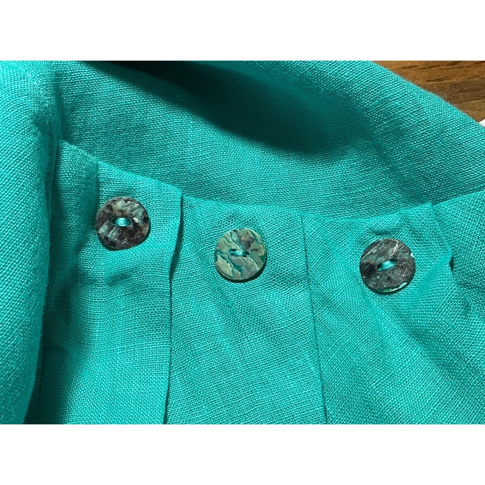 CLICK By Color Me‎ Cotton turquoise Linen Dress Medium Lagenlook Vintage - Picture 10 of 10